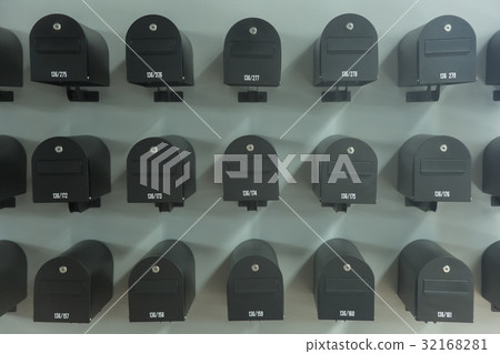 Close up of rows of mailboxes Close up of rows of mailboxes 32168281