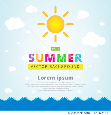 Summer vector illustration with seascape sun 32169354