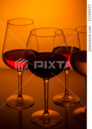 Wine glasses on blue 32169357