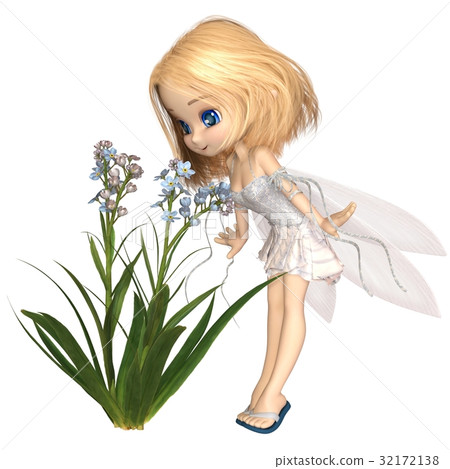 Cute Toon Blonde Forget-Me-Not Fairy 32172138