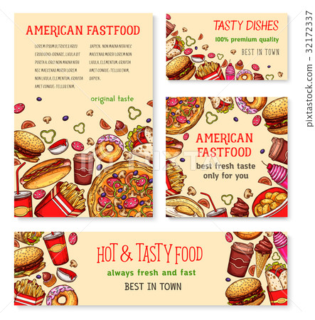 Fast food banner and poster template set design 32172337
