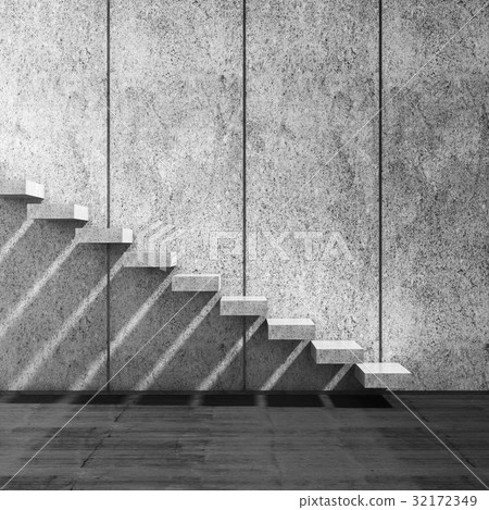 Concrete stairs over wall. 3d render illustration 32172349