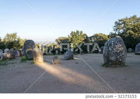 Menhirs in a cromlech close to Evora in Portugal Menhirs in a cromlech close to Evora in Portugal 32173153