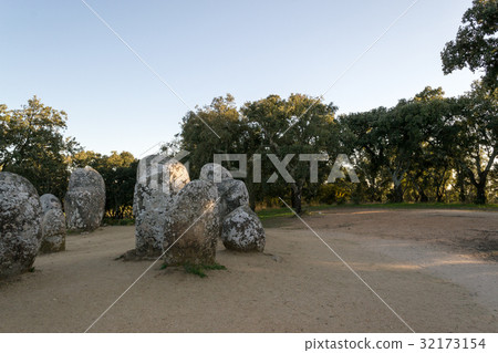 Menhirs in a cromlech close to Evora in Portugal Menhirs in a cromlech close to Evora in Portugal 32173154