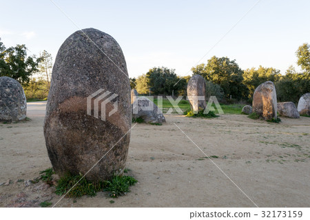 Menhirs in a cromlech close to Evora in Portugal 32173159