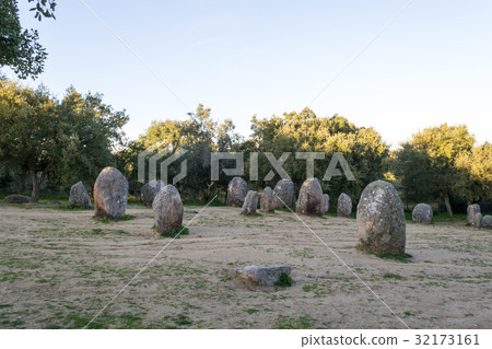 Menhirs in a cromlech close to Evora in Portugal Menhirs in a cromlech close to Evora in Portugal 32173161