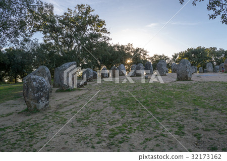 Menhirs in a cromlech close to Evora in Portugal Menhirs in a cromlech close to Evora in Portugal 32173162