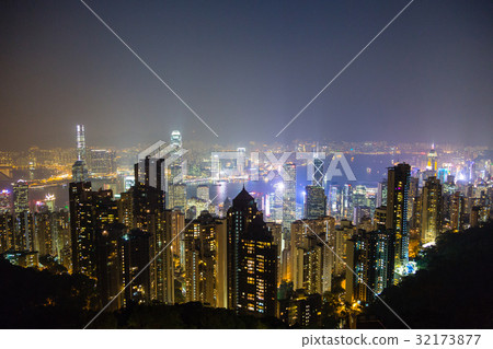 Night view from Hong Kong Victoria Peak 32173877