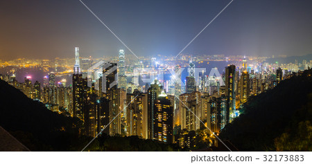Night view from Hong Kong Victoria Peak 32173883