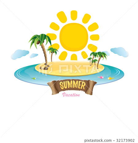vector summer label with island tropical beach 32173902
