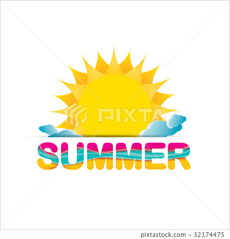 vector summer label. summer icon with sun. vector summer label. summer icon with sun. 32174475
