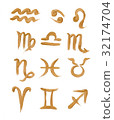 Zodiac golden signs, set of golden zodiac signs 32174704