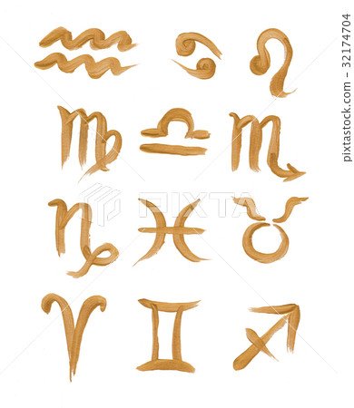 Zodiac golden signs, set of golden zodiac signs 32174704