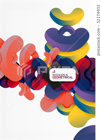 Abstract color geometric round shapes on white 32174932