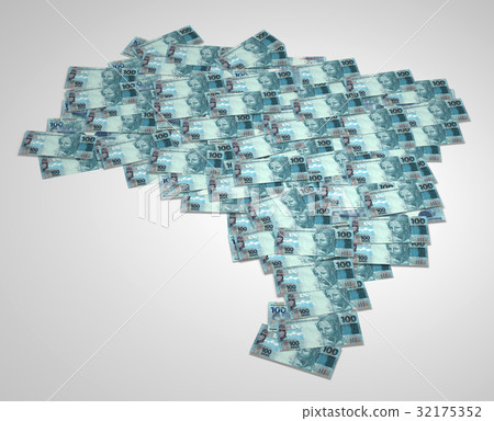 Brazilian currency map 3D 32175352