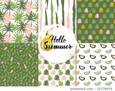 Summer Nature Seamless Patterns - Stock Illustration [32176658] - PIXTA