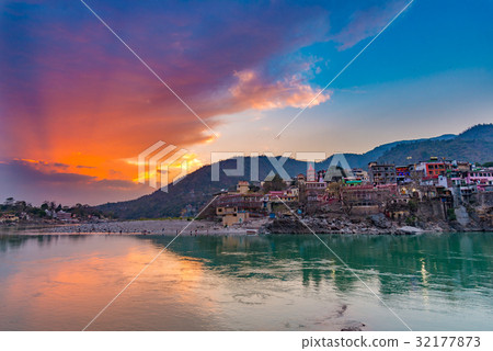 Dusk time at Rishikesh 32177873