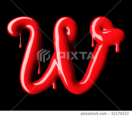 Glossy red letter W uppercase. 3D rendering - Stock Illustration ...