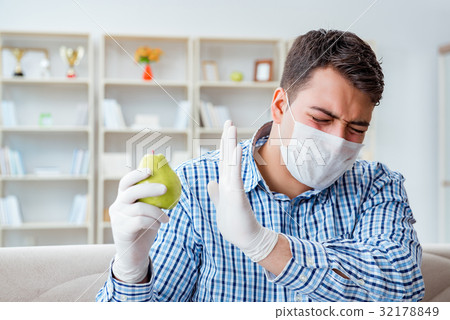 Man suffering from allergy - medical concept 32178849