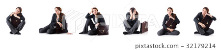 Bankrupt businesswoman isolated on white Bankrupt businesswoman isolated on white 32179214