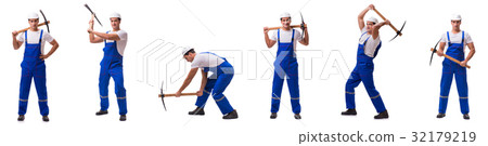 Man with axe isolated on the white Man with axe isolated on the white 32179219