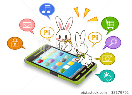 Rabbits using smartphones Rabbits using smartphones 32179701