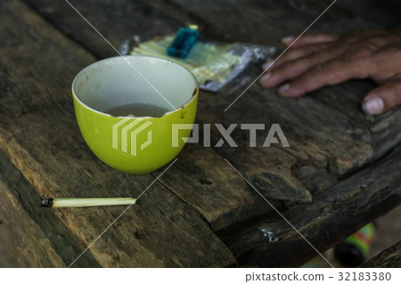Morning coffee and tobacco of folk in Thai Morning coffee and tobacco of folk in Thai 32183380