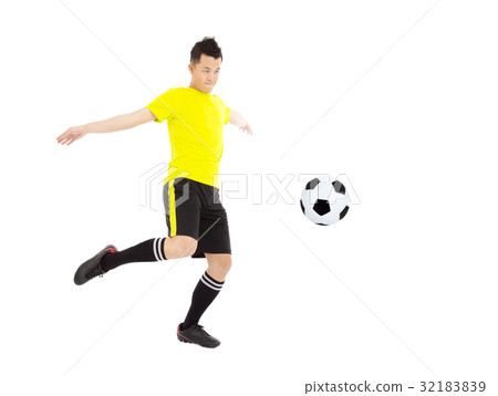 Soccer Player Kicking Ball 32183839