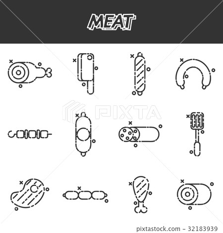 Meat cartoon concept icons 32183939