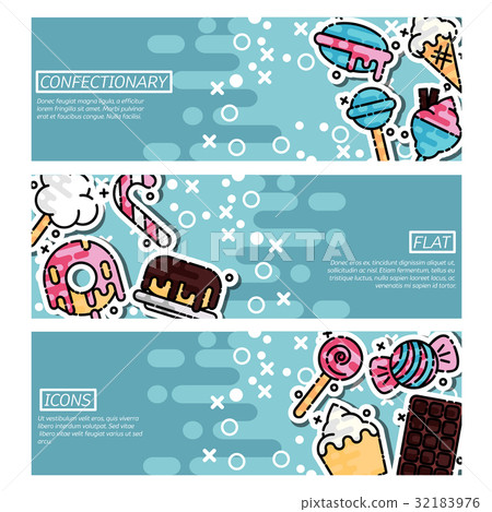 Set of Horizontal Banners about confectionary Set of Horizontal Banners about confectionary 32183976