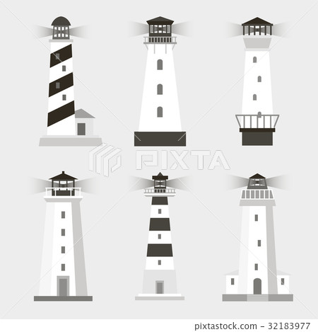 Vector set of cartoon flat lighthouses Vector set of cartoon flat lighthouses 32183977