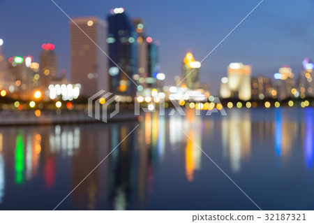 Twilight blurred bokeh city office building Twilight blurred bokeh city office building 32187321