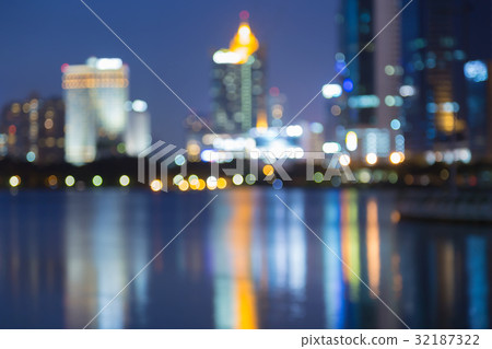 Twilight blurred bokeh light city downtown Twilight blurred bokeh light city downtown 32187322