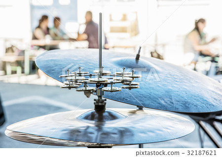 Detail of drums and cymbals, concert scene 32187621