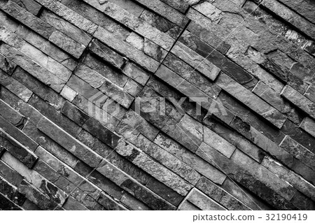 石牆 石塊 石板 長方形 長條狀 背景 素材 黑白 32190419