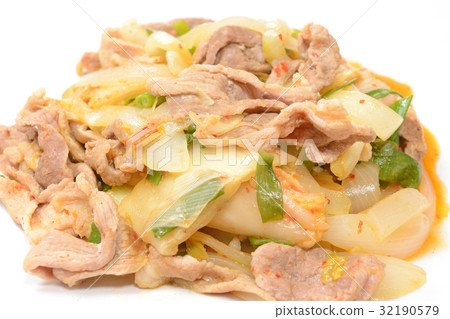 炒美味的泡菜肉類蔬菜 炒美味的泡菜肉類蔬菜 32190579