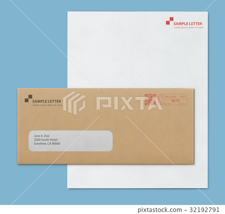 Mock-up post envelope and letter paper template 32192791
