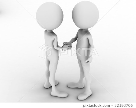 3d man business handshake 3d man business handshake 32193706