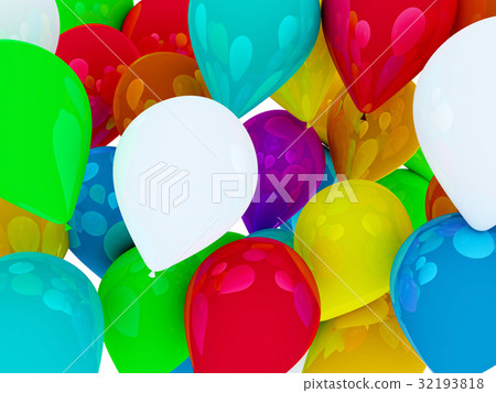 many colored balloons forming a bright background 32193818