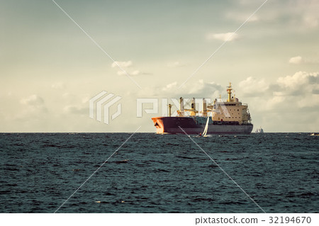 Red cargo ship 32194670