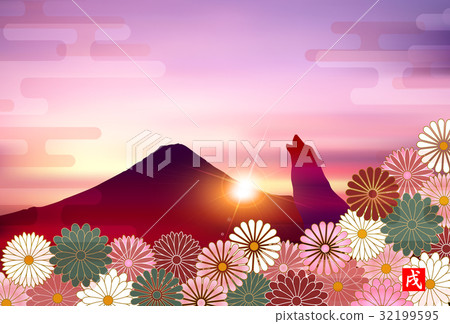 戌 菊 New Year's card background 32199595