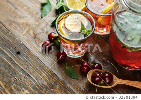 Home-made drink of cherries 32201394