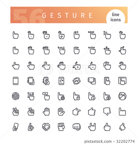 Gesture Line Icons Set 32202774