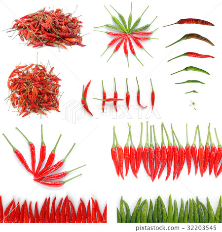 fresh and dried chili isolated fresh and dried chili isolated 32203545