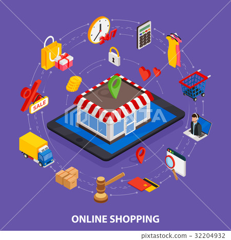 Flat 3d web isometric e-commerce 32204932