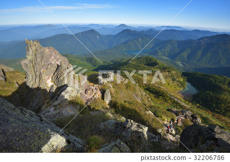 看日光Shirane火山北坡的Iwamine和Oze方向 看日光Shirane火山北坡的Iwamine和Oze方向 32206786