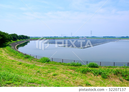 Solar power generation facility float type mega solar wide angle a 32207137