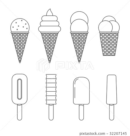Ice cream line icons 32207145