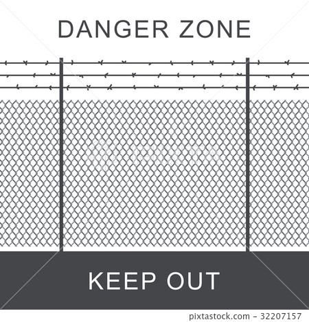 Danger zone with fence. 32207157