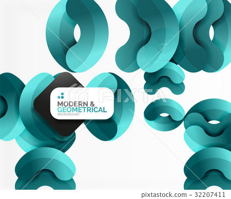 Abstract color geometric round shapes on white 32207411